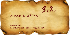 Zubek Klára névjegykártya